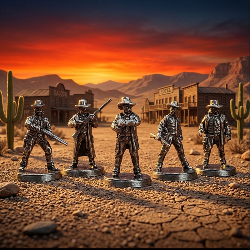 Board Game Wild Wild - Wild West Metal Miniatures Set Cowboy