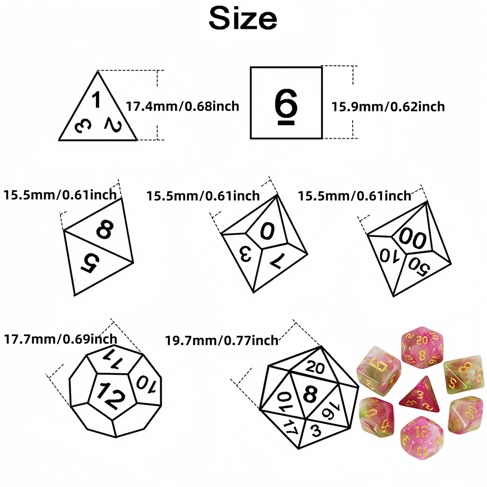 7pcs Board Game Dice Set Retro - đánh giá và giá Board Game Font