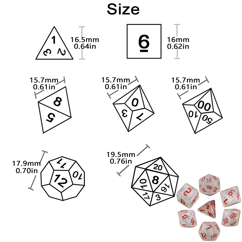 Lấp Lánh Đa Diện Xúc Xắc Bộ 7  - đánh giá và giá Board Game Font