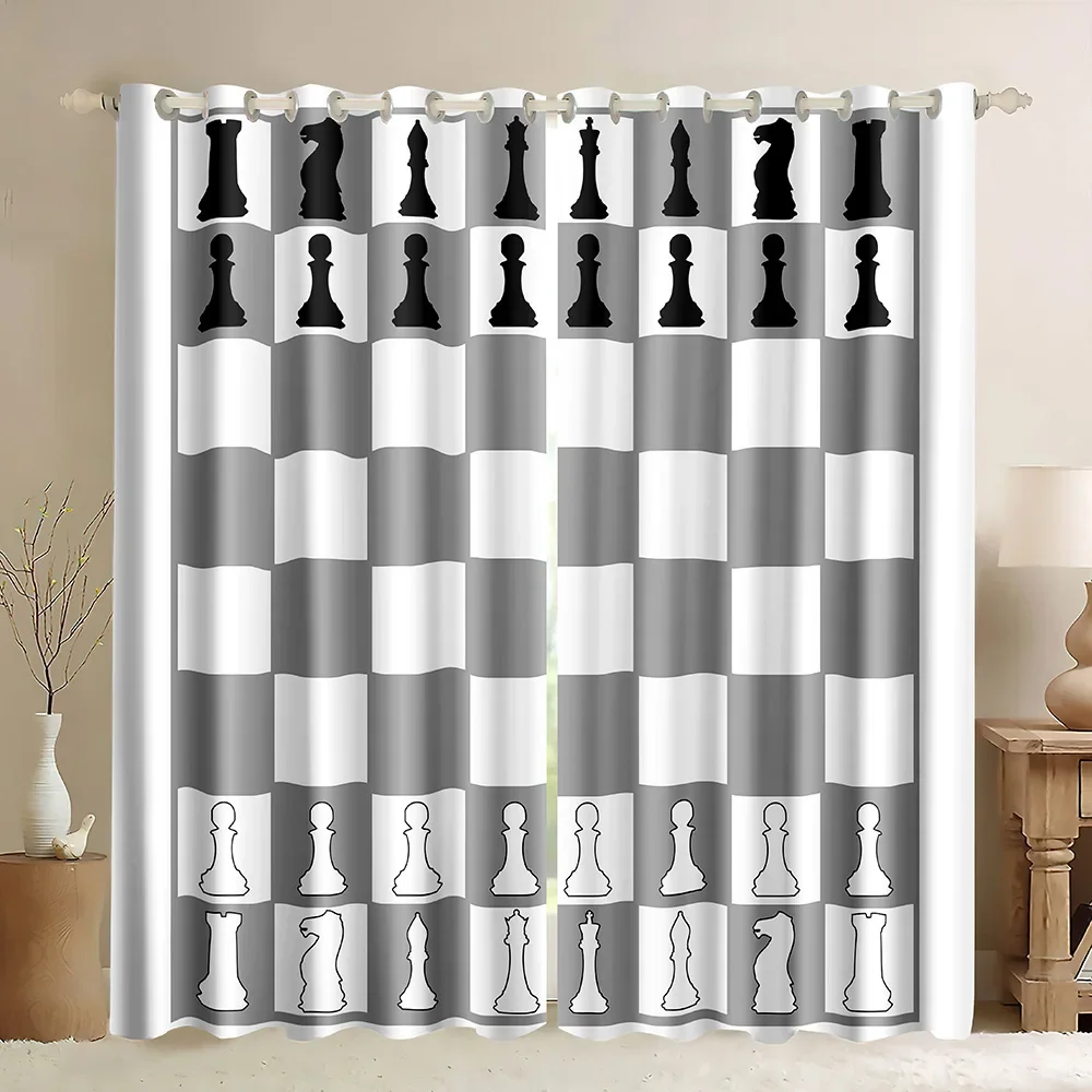Chessboard  Window Curtains In - đánh giá và giá Board Game Cafe