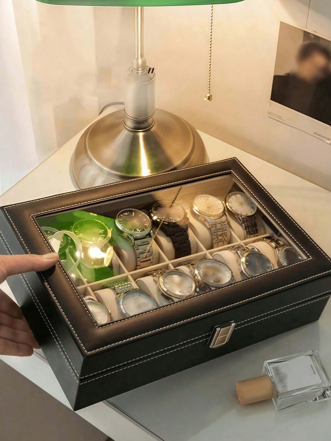 Leather Watch Box with Lock, L - đánh giá và giá Token Tray Organizer
