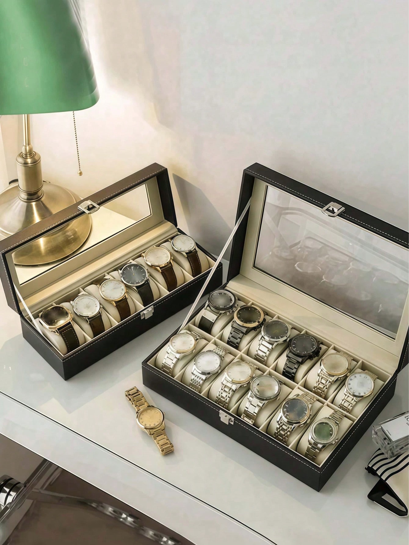 Leather Watch Box with Lock, L - đánh giá và giá Token Tray Organizer