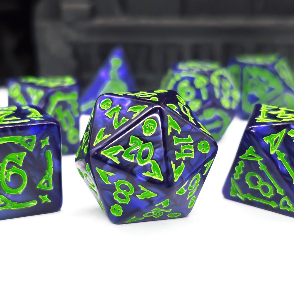 Cthulhu Dark Blue & Neon Green - đánh giá và giá Dice Set Polyhedral