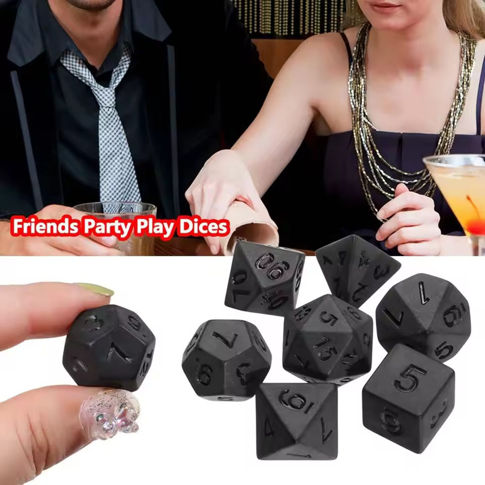 7pcs/set New Black Dices, Poly - đánh giá và giá Board Game Font