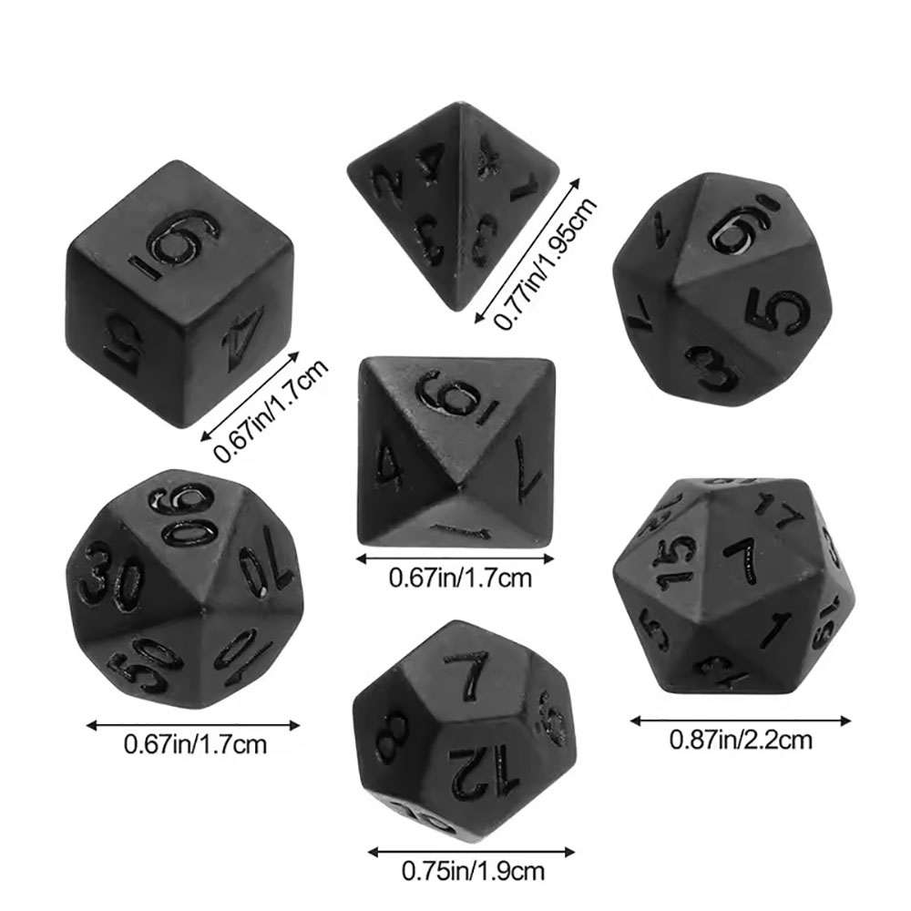 7pcs/set New Black Dices, Poly - đánh giá và giá Board Game Font