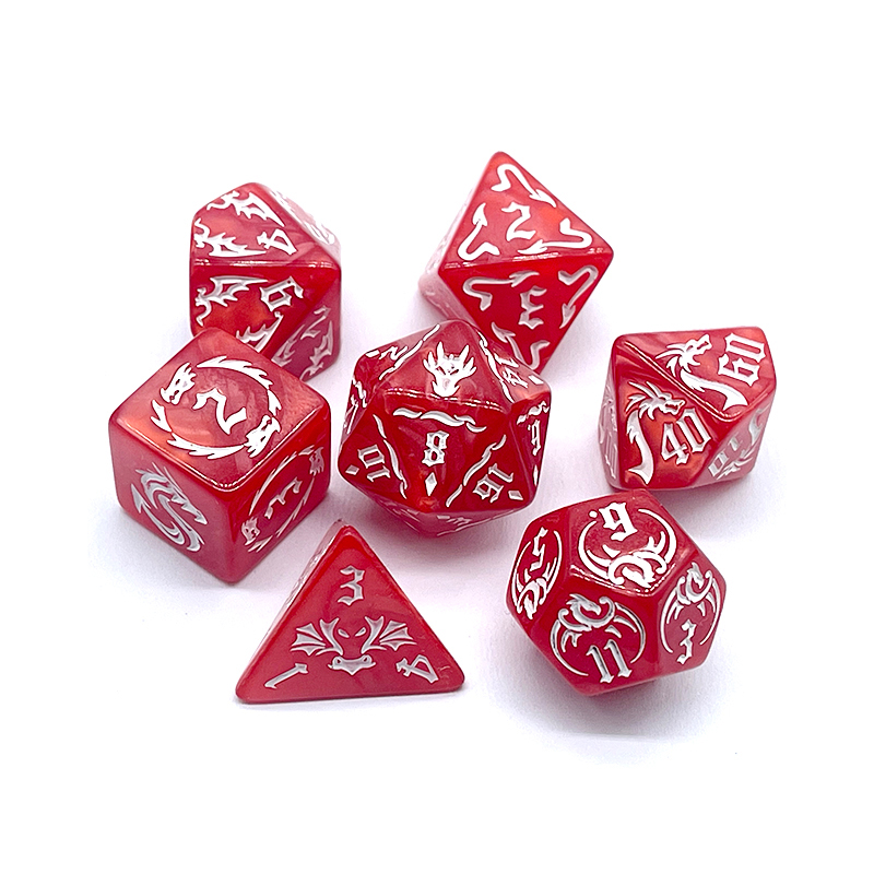 7 Pcs of New Red Colors Dice P - đánh giá và giá Board Game Font