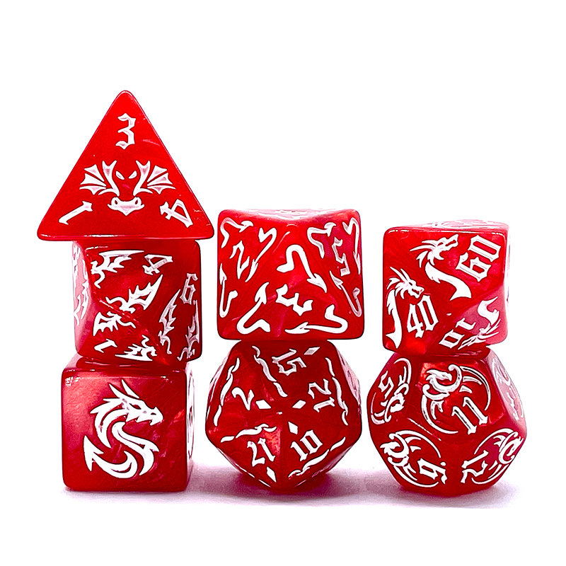 7 Pcs of New Red Colors Dice P - đánh giá và giá Board Game Font