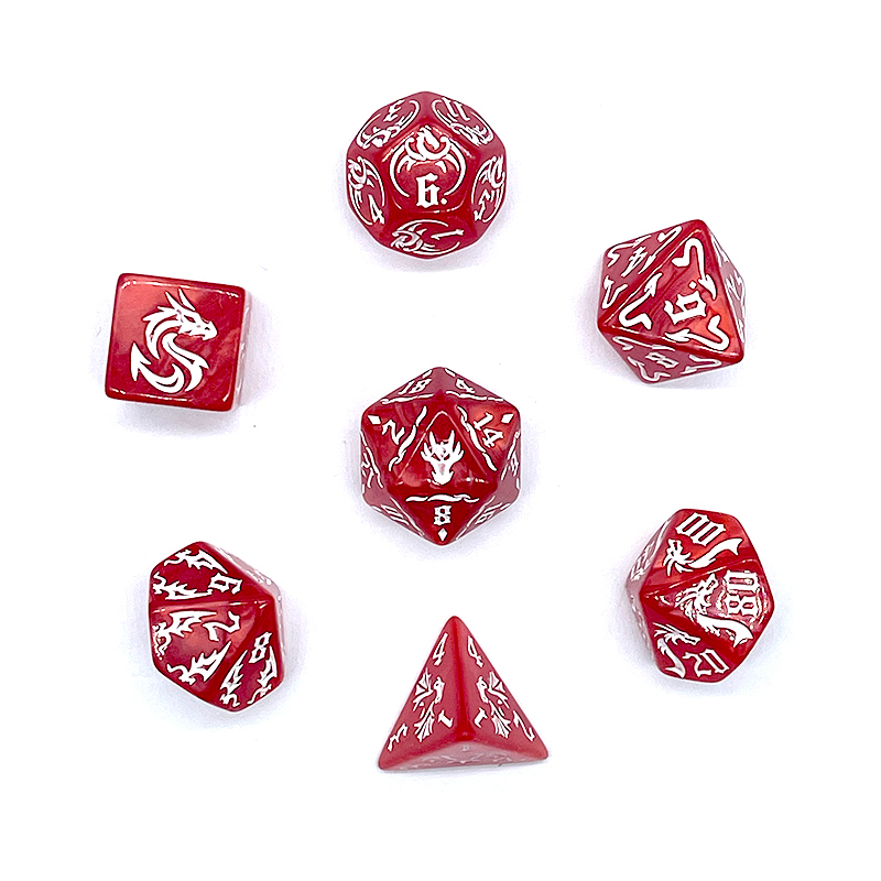 7 Pcs of New Red Colors Dice P - đánh giá và giá Board Game Font