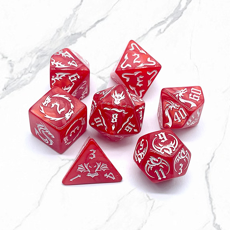 7 Pcs of New Red Colors Dice P - đánh giá và giá Board Game Font